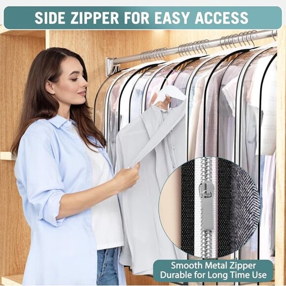 NEW Hanging Plastic Clothes Cover for Coat, Dress, Fur, Shirt, 4 Pack, 40” Long - Picture 4 of 8